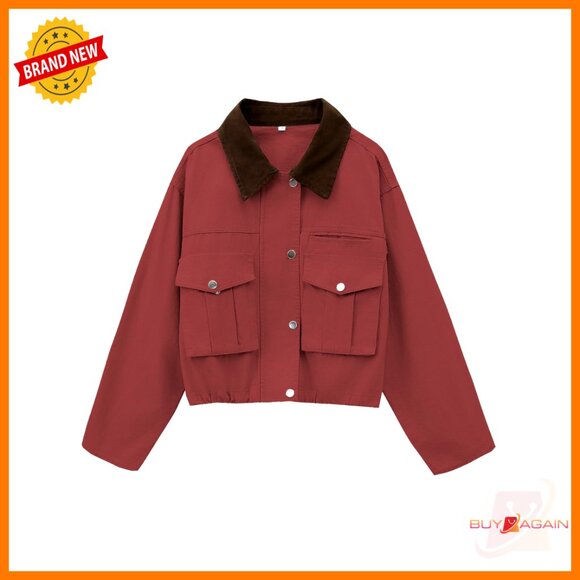 Jackets & Blazers - Cropped Utility Jacket Casual Button Front Cargo Pockets Oversized Chic Style